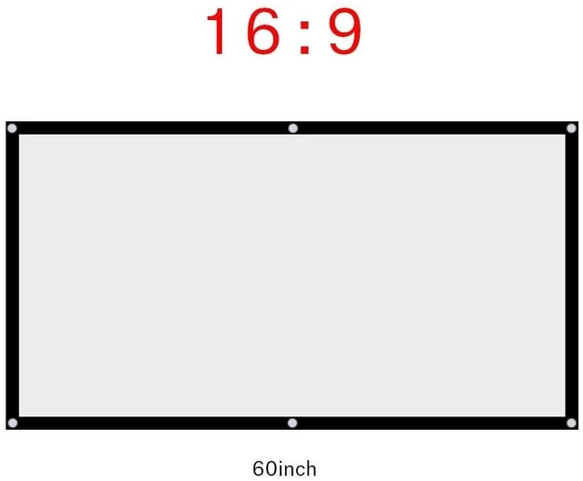 Main image of 16:9 Portable Projection Screen, Foldable Noncrease Projector Curtain Screen Support Double Sided Projection for Home Theater, Openair Cinema(60 inch)