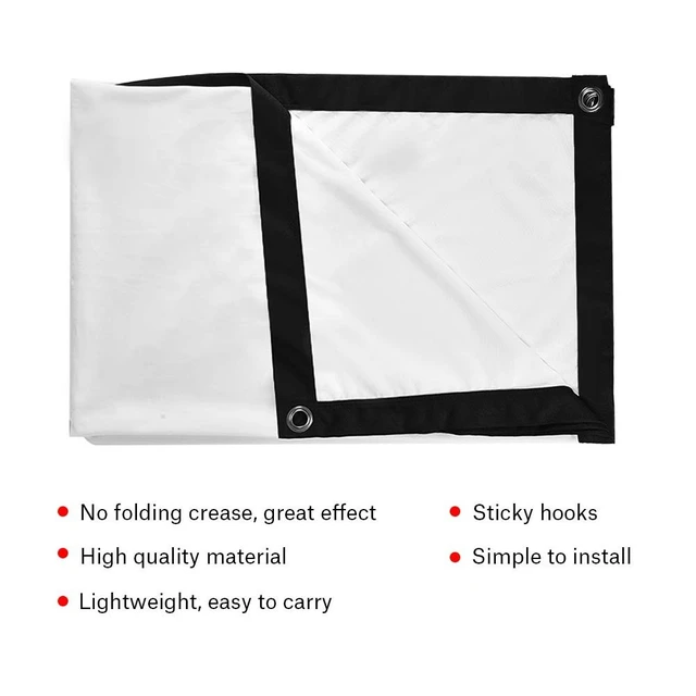 Alt view image 4 of 5 - 16:9 Portable Projection Screen, Foldable Noncrease Projector Curtain Screen Support Double Sided Projection for Home Theater, Openair Cinema(60 inch)