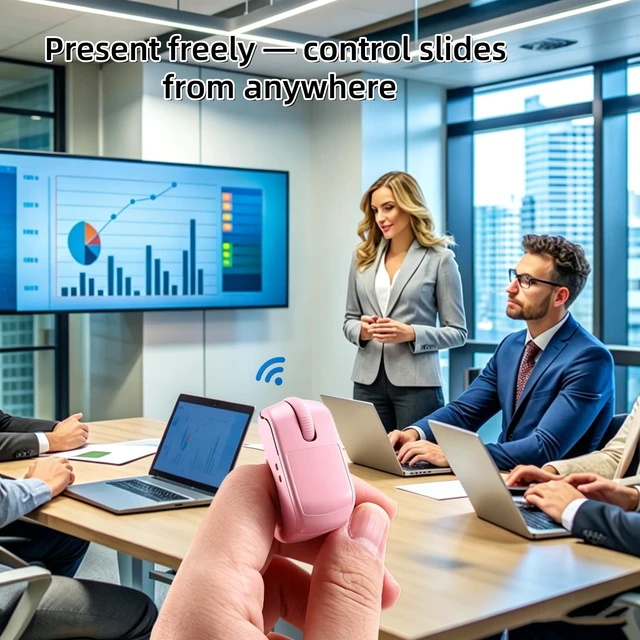 Alt view image 3 of 5 - Bluetooth & 2.4GHz Wireless Dual Mode Mini Finger Ring Mouse with Touchpad Rechargeable Pink Wearable Remote Control for TikTok, Kindle,PPT,Camera,with Charging Case,for PC,Laptop,Tablet,Phone