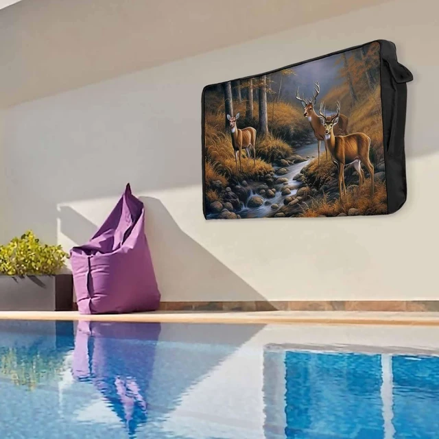 Alt view image 5 of 5 - Deer Outdoor TV Cover Waterproof Weatherproof, Deer Standing by a Stream Sunset Forest Television Covers for 52 to 55 Inch Nature landscape Outside TV Screen Protector Shield, 52"W x 30"H x 4.5"D