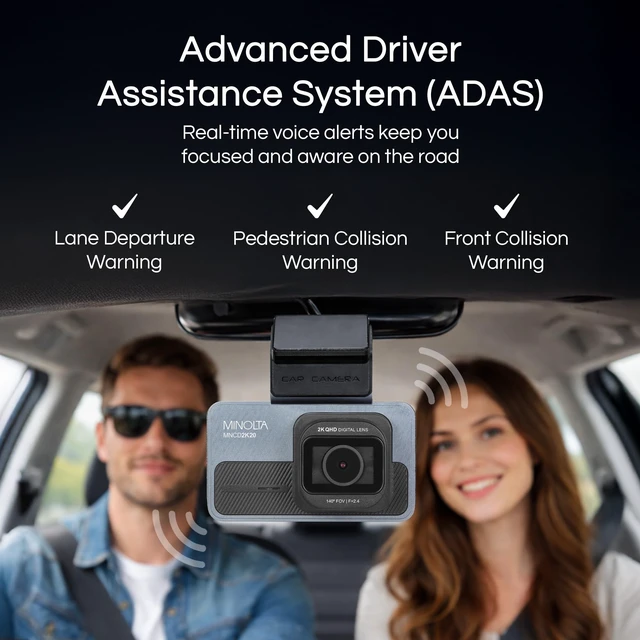 Alt view image 4 of 5 - Minolta MNCD2K20K 2.5K Quad HD Dash Camera, 140 Lens, ADAS Alerts (Blue)