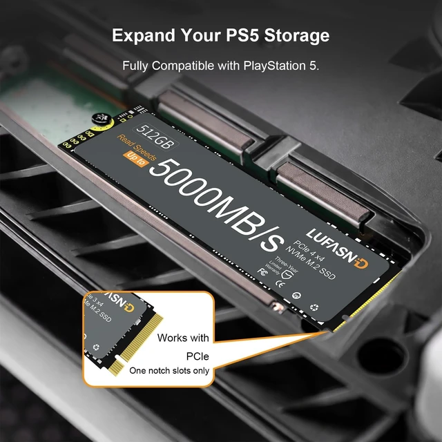 Alt view image 5 of 5 - Lufasnd 512GB M.2 NVMe SSD 2280 PCIe Gen4 x4, Up to 5000MB/s, 3D NAND TLC Internal Solid State Drive, Ultra-Fast Gaming Storage Upgrade for Gaming PC, Laptop & Desktop, PS5 Compatible