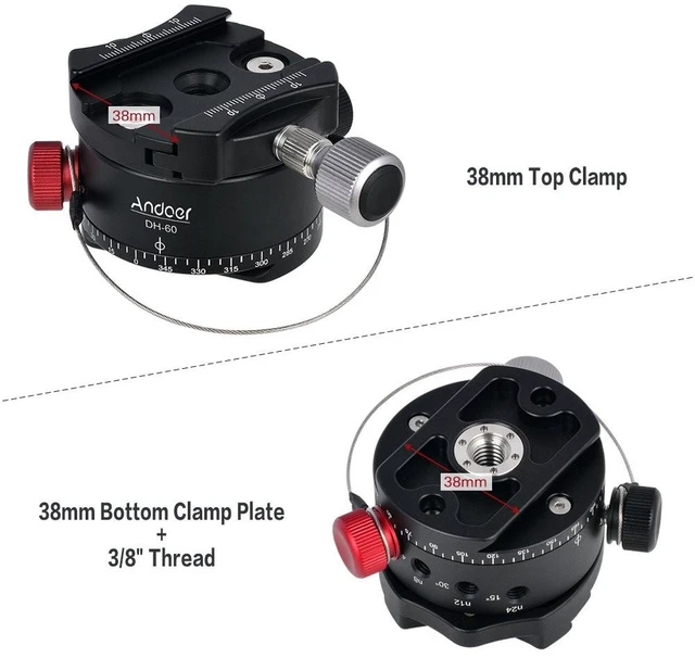 Alt view image 3 of 5 - Andoer DH-60 Panoramic Ball Head Indexing Rotator HDR Tripod Head CNC Aluminum Alloy Max. Load 33Lbs for Canon Nikon Sony DSLR Camera