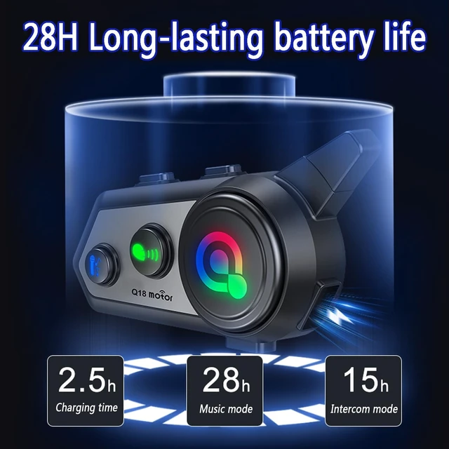Alt view image 5 of 5 - ZHIDUOXING Q18 Motorcycle Bluetooth Intercom 1000m 2 Riders, 1 Pack