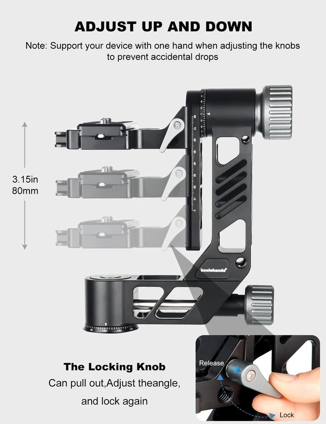 Alt view image 2 of 5 - Koolehaoda Gimbal Tripod Head 360 Panoramic CNC Aluminum Arca Swiss