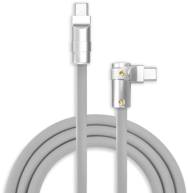 Main image of chubbycable 240W Charging Cable 90 USB C to C Cable, Gray, 19.6FT