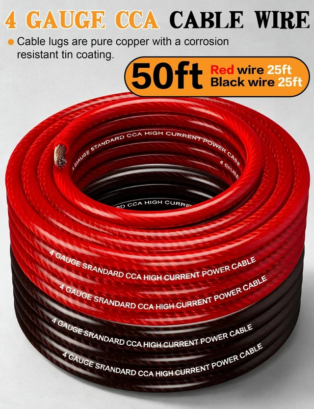 Alt view image 4 of 5 - Taukealugs 4 Gauge Amp Wire Battery Cable CCA Automotive Primary Wire,50ft
