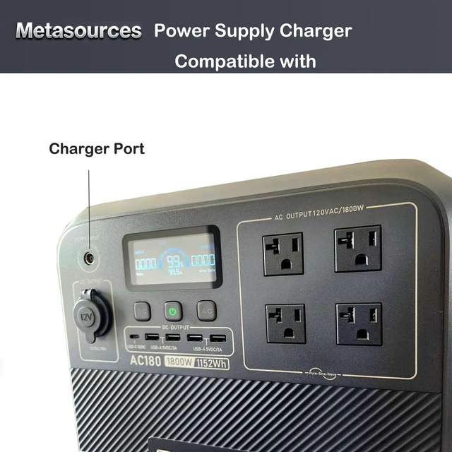 Alt view image 2 of 5 - AC Adapter for Bluetti AC180 AC180P 1800W Portable Power Station Charger