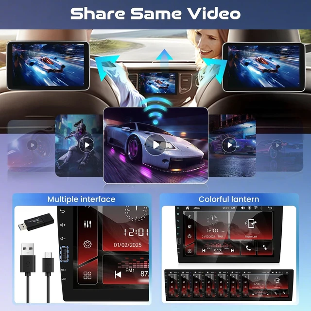 Alt view image 5 of 5 - Driauto 9 Inch Single Din Car Stereo with Wireless Carplay Android Auto, 1 DIN Touchscreen Head Unit Carplay Screen with Bluetooth FM/AM/RDS Mirror Link SWC EQ USB Online Video+ Backup Camera