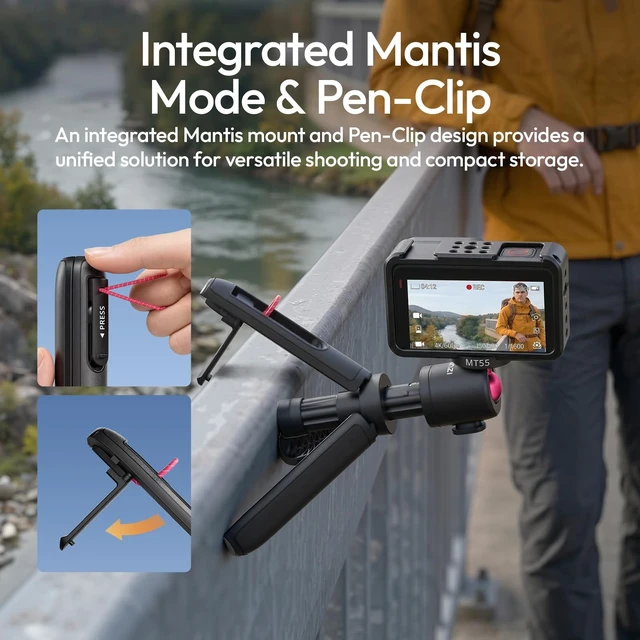 Alt view image 2 of 5 - ULANZI MT55 SnapGo Mini Tripod Selfie Stick, 4-in-1, 12.2in