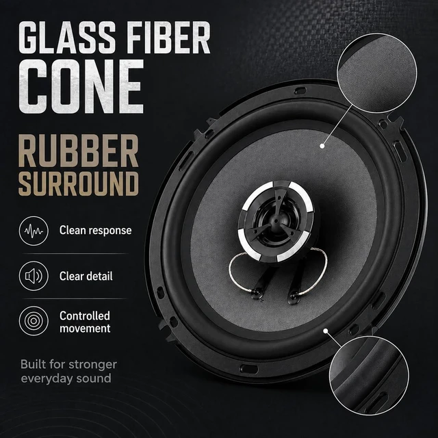 Alt view image 4 of 5 - XPXPIAA 6.5 Speakers, 800W Peak 4 Ohm 6.5 Inch Car Speakers, 2-Way Coaxial Door Speakers with Glass Fiber Cone, Rubber Surround, Loud Clear Sound and Punchy Bass for Car Audio & Motorcycle, 2 Pack