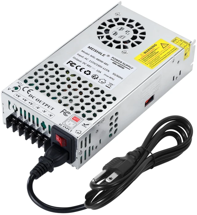 Main image of 48V 10A 480W Switching Power Supply Adapter AC to DC Transformer Converter for LED Driver Strip Light Lamp, Amplifier, Machine, 120V 110V to 48Volt 5A 10A