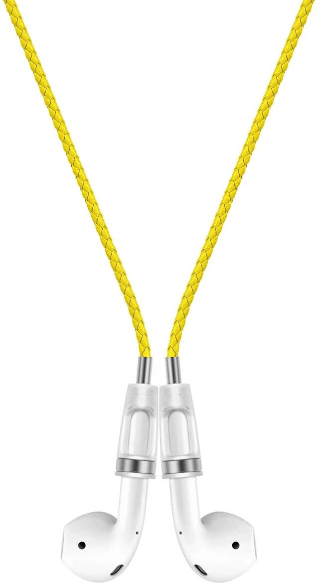 Main image of Lawonda Anti-Lost Neck Strap for Airpods, PU Leather Strong Magnetic Necklace Holder String, Compatible with AirPods 1&2 /3rd /Pro/Pro 2 Yellow Silver
