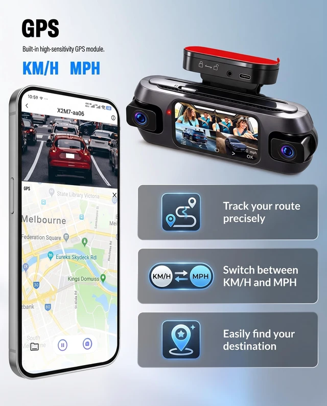 Alt view image 3 of 5 - 4 Channel 360Dash Cam Front and Rear Inside, 4K Dash Camera with GPS