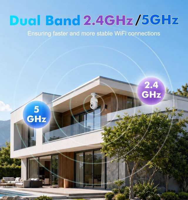 Alt view image 2 of 5 - Light Bulb Security Camera,2K 5G & 2.4G WiFi Bulb Cameras for Home Security