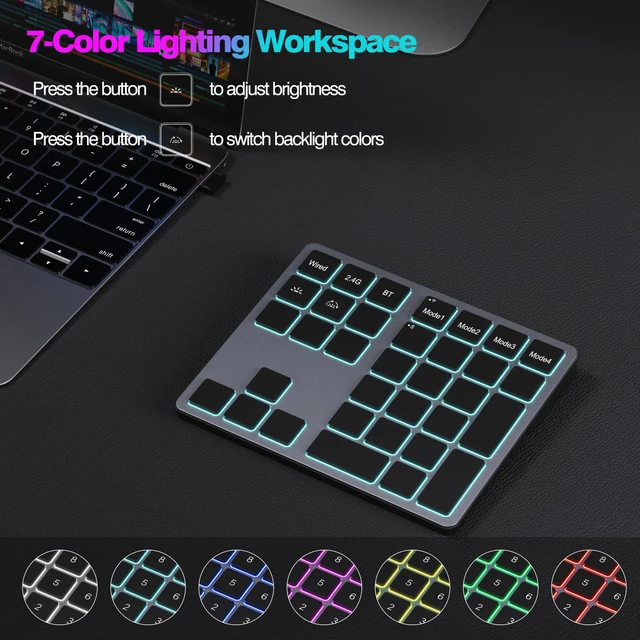 Alt view image 5 of 5 - Doohoeek Tri-Mode Programmable Macro Keypad for Windows PC, 25 Custom Keys with Shortcut Stickers, Wireless Bluetooth/2.4G/ Wired Keyboard for Excel, Video Editing, Graphic & Office Productivit