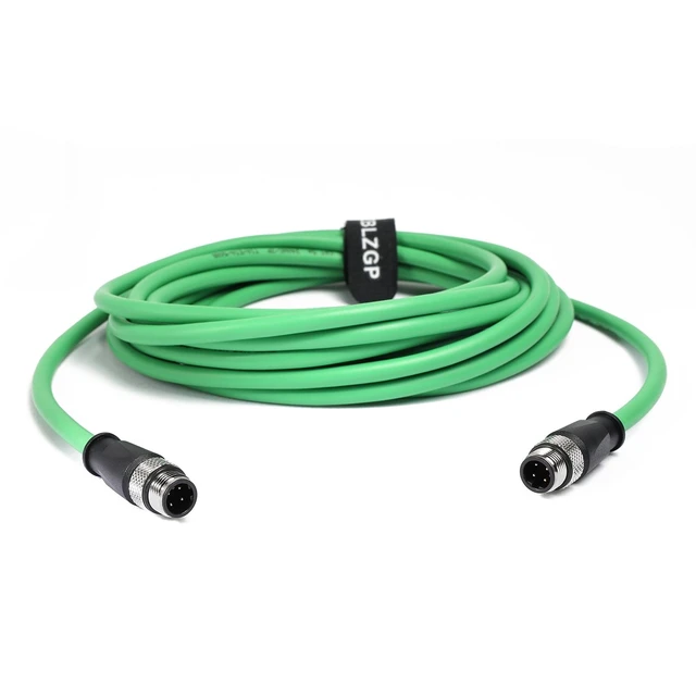 Alt view image 2 of 2 - ZBLZGP 2m M12 4-Pin D-Code Male to Male Profinet Cable, IP67 Shielded Cat5e Industrial Ethernet Cable ^^ for Omron, Sick, Baumer Encoder, Sensor & Camera, Green PVC
