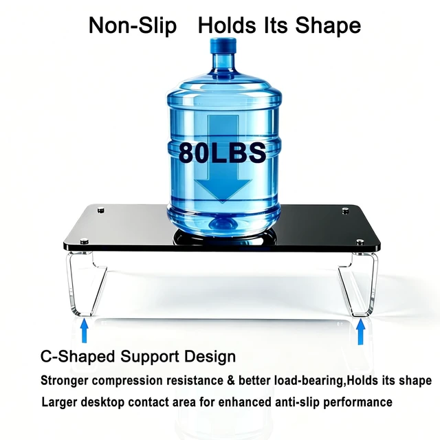 Alt view image 3 of 5 - GRASS BROOK Acrylic Monitor & Laptop Stand Riser L14 x H5, Black