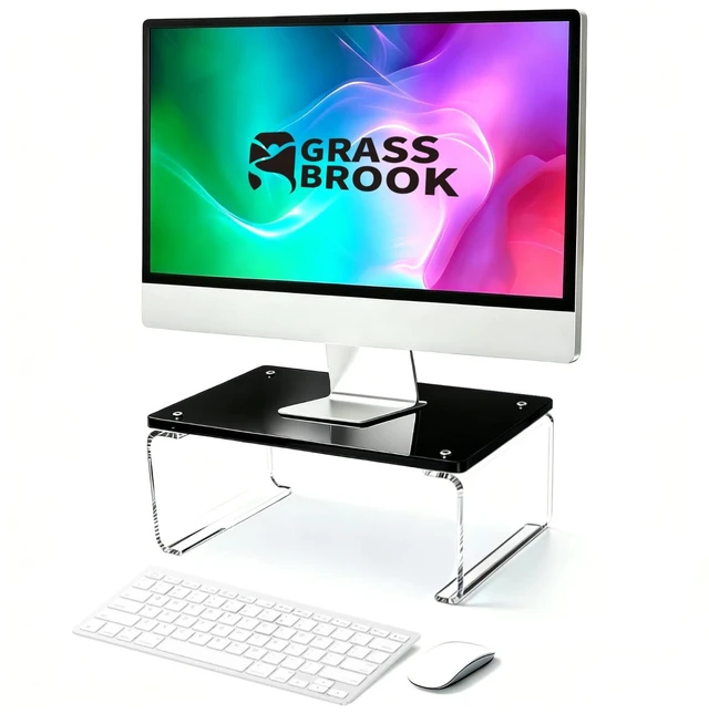 Main image of GRASS BROOK Acrylic Monitor & Laptop Stand Riser L14 x H5, Black