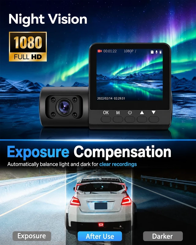 Alt view image 5 of 5 - Dual Dash Cam Front and Rear, 150 Wide Angle Camera