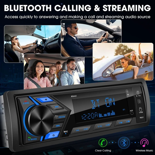 Alt view image 2 of 5 - Single Din Car Stereo System - ABSOSO 1 Din Bluetooth Car Radio Receiver
