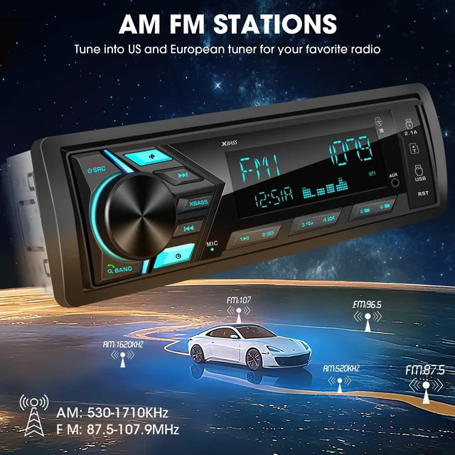 Alt view image 4 of 5 - Single Din Car Stereo System - ABSOSO 1 Din Bluetooth Car Radio Receiver