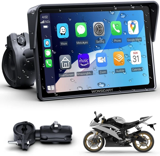 Main image of Wonsidary 5" Motorcycle CarPlay Wireless for Apple CarPlay & Android Auto