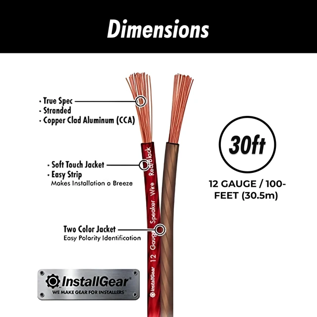 Alt view image 3 of 5 - InstallGear 12 Gauge AWG 30ft Speaker Wire True Spec and Soft Touch Cable - Speaker Wire 12 Gauge - Red/Black (Great Use for Car Speakers Stereos, Home Theater Speakers, Surround Sound, Radio)