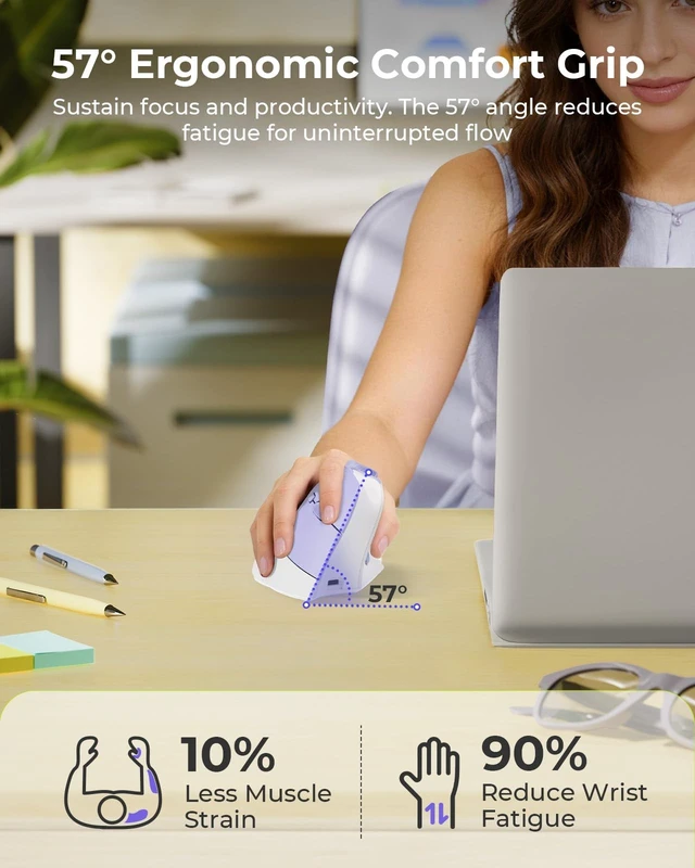 Alt view image 2 of 5 - seenda MOU-302 Wireless Bluetooth Ergonomic Vertical Mouse with Volume Knob