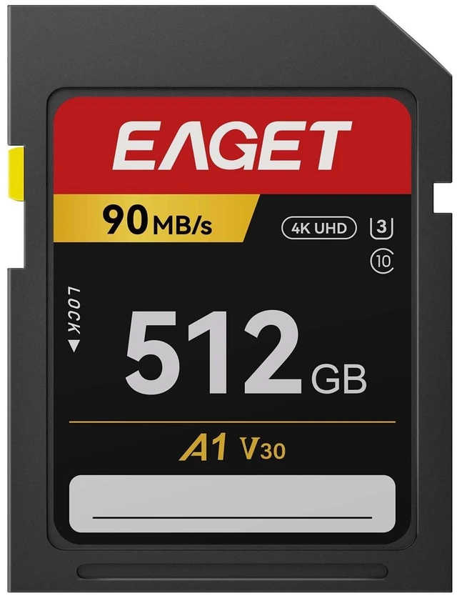 Main image of EAGET 1-Pack 512GB SD Card, Up to 90MB/s Read Memory Card