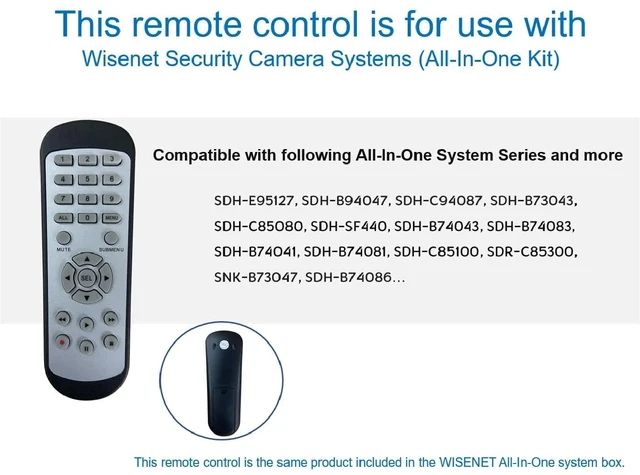 Alt view image 5 of 5 - CCTV Remote Control for Samsung Wisenet Security & Surveillance Camera System Wisenet All-in-One Kit System, EP10-001090A Remote Control No Additional Setup Required