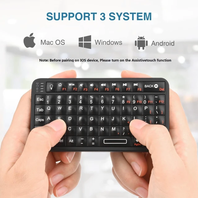 Alt view image 4 of 5 - Rii Bluetooth Keyboard, Wireless Mini Keyboard with Backlit