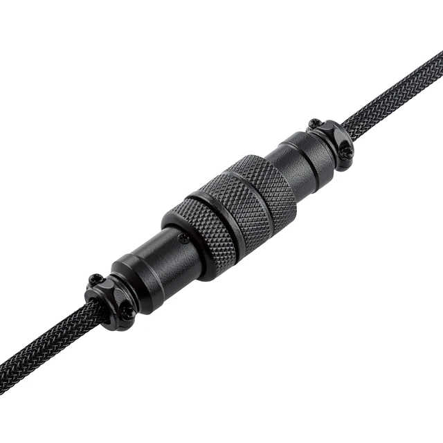 Alt view image 3 of 5 - GUNMJO Pro Custom Coiled USB C Cable for Gaming Keyboard, Metal Aviator Mechanical Keyboard Cable with Type C Angled, 1.5M USB-C to USB-A, Classic Black Color