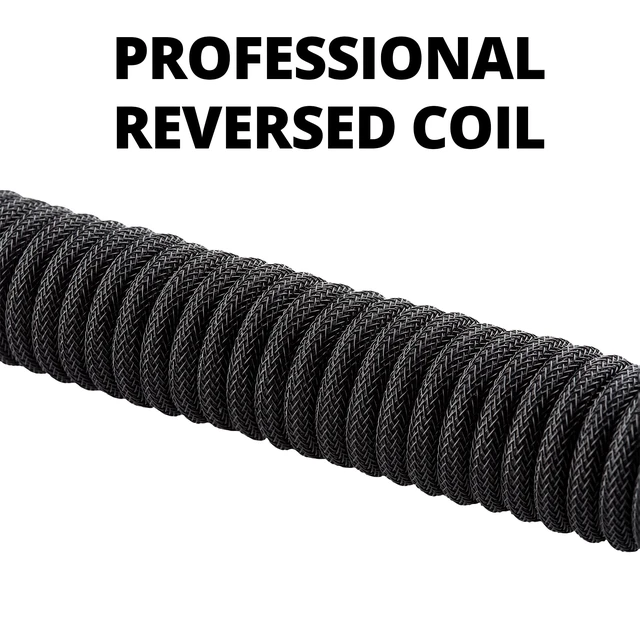 Alt view image 2 of 5 - GUNMJO Pro Custom Coiled USB C Cable for Gaming Keyboard, Metal Aviator Mechanical Keyboard Cable with Type C Angled, 1.5M USB-C to USB-A, Classic Black Color