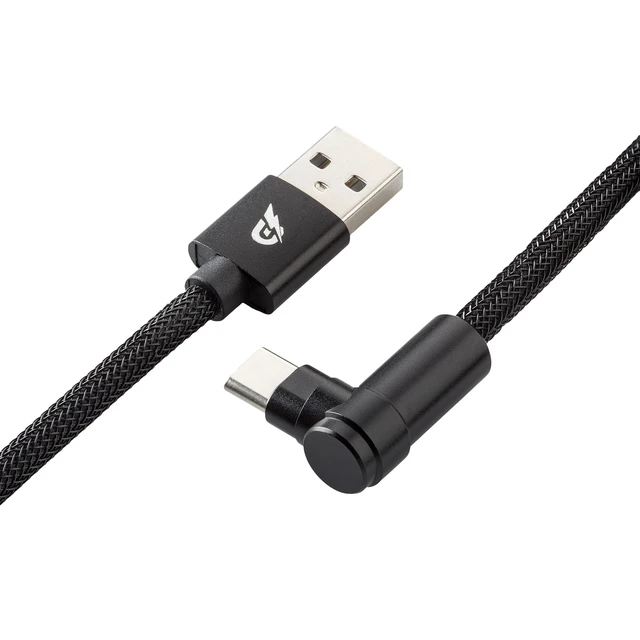 Alt view image 4 of 5 - GUNMJO Pro Custom Coiled USB C Cable for Gaming Keyboard, Metal Aviator Mechanical Keyboard Cable with Type C Angled, 1.5M USB-C to USB-A, Classic Black Color