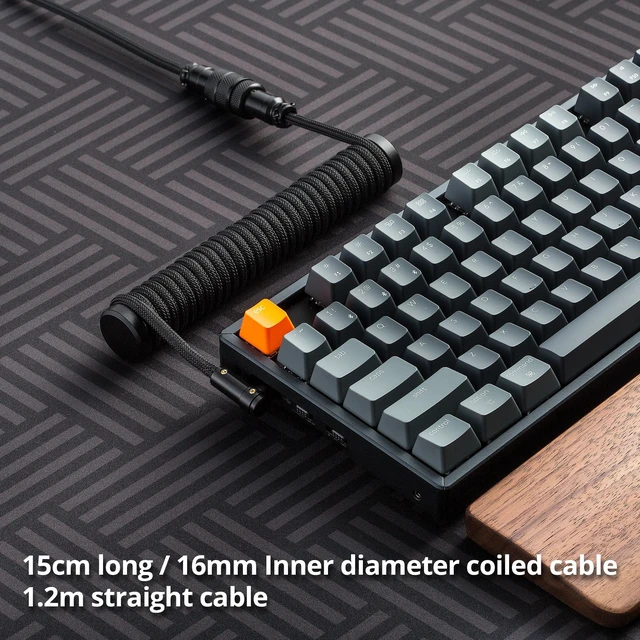 Alt view image 5 of 5 - GUNMJO Pro Custom Coiled USB C Cable for Gaming Keyboard, Metal Aviator Mechanical Keyboard Cable with Type C Angled, 1.5M USB-C to USB-A, Classic Black Color
