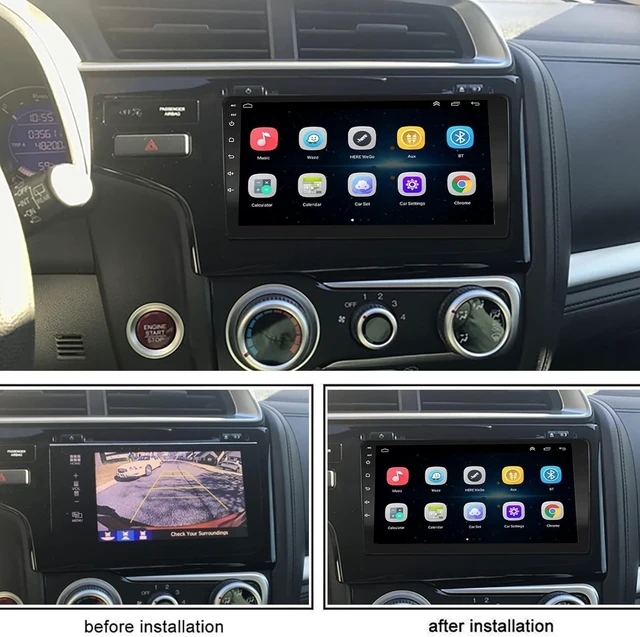 Alt view image 4 of 5 - 9 Inch Android 13 Car Stereo for Honda Fit 2014-2018 IPS HD Touch Screen Double Din Car Audio Receiver w/Wireless Carplay Android Auto GPS Navigation Bluetooth WiFi SWC BT Backup Camera Mic, 2+