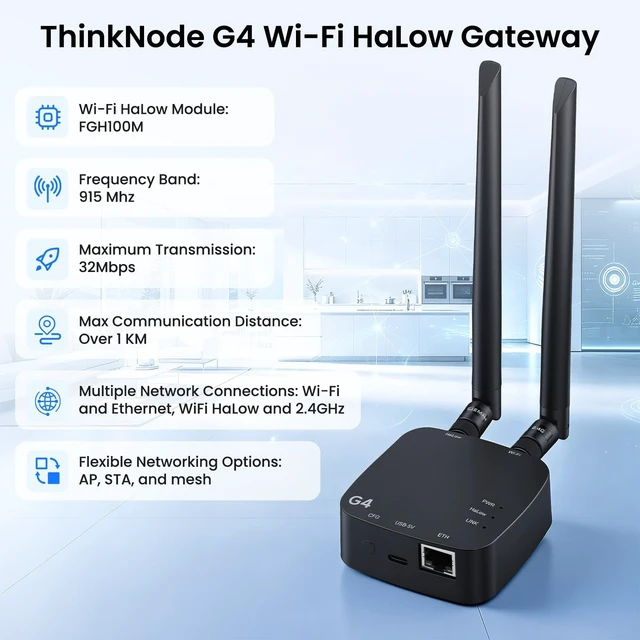Alt view image 2 of 5 - ELECROW WiFi HaLow Gateway - ThinkNode G4 WiFi HaLow Bridge 802.11ah