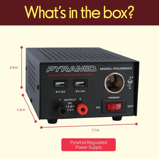 Alt view image 3 of 5 - Universal Compact Bench Power Supply - 7 Amp Regulated Home Lab Benchtop AC-Dc Converter Power Supply for CB Radio, HAM W/ 13.8 Volt Dc 120V AC Supply, Dual USB, Cigarette Lighter - Pyramid PSU990KX