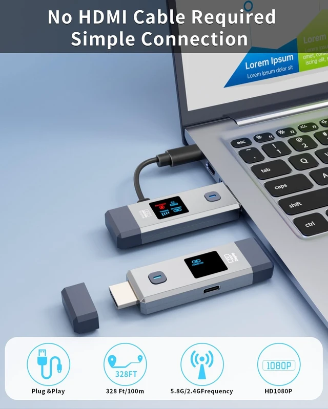 Alt view image 2 of 5 - Wireless HDMI Transmitter and Receiver 328ft/100m Extender 1080P Output