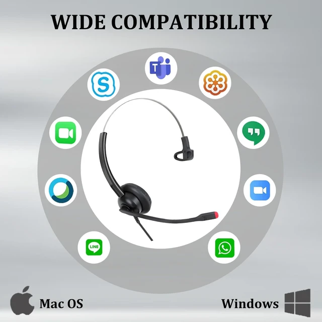 Alt view image 5 of 5 - Callez Mono USB Computer Headset with Noise Cancelling Mic