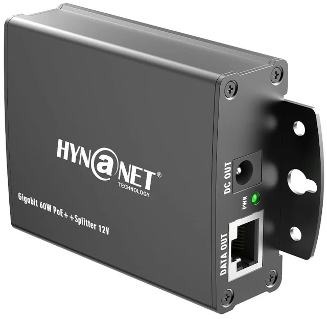 Main image of 60W PoE++ Splitter to 12V/5A,Gigabit Ethernet, 802.3BT, Metal Case, with Voltage Isolation for Monitor,Security Camera