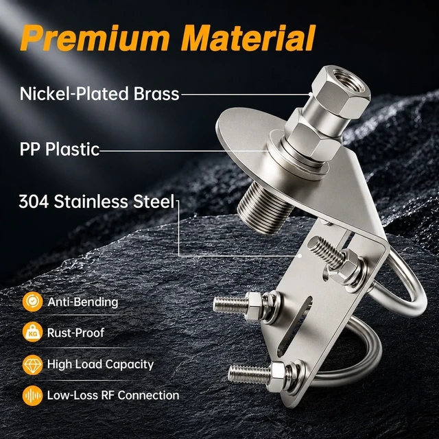Alt view image 2 of 5 - LQYLMY CB Radio Antenna Mount Bracket with SO-239 Stub 3/8-24 Thread