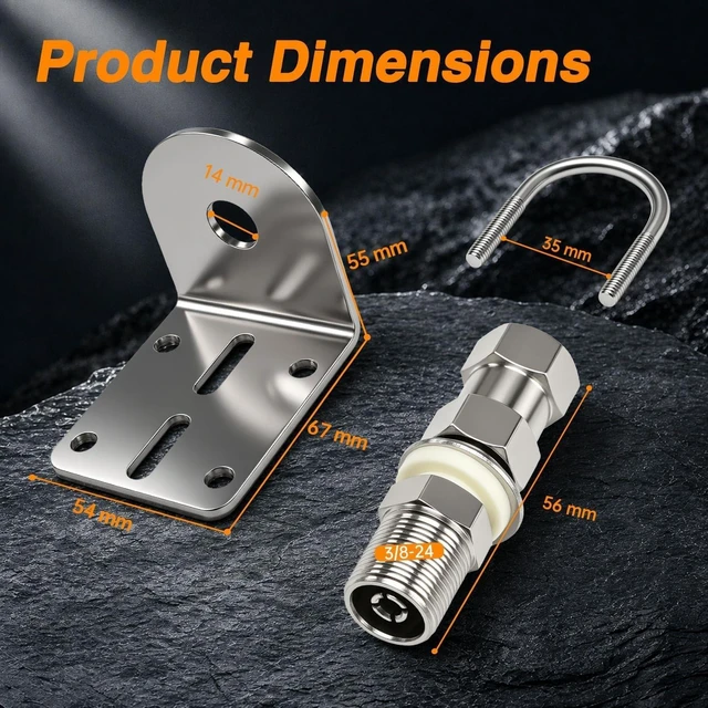 Alt view image 4 of 5 - LQYLMY CB Radio Antenna Mount Bracket with SO-239 Stub 3/8-24 Thread