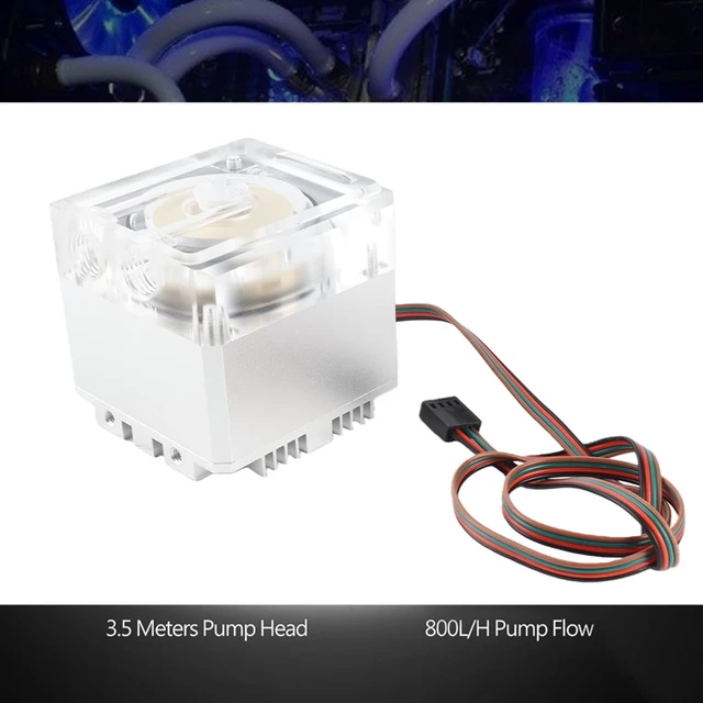Alt view image 4 of 5 - Silver CPU Water Cooling Pump - 800L/H, 3.5M Head, 3000RPM for PC Cooling System