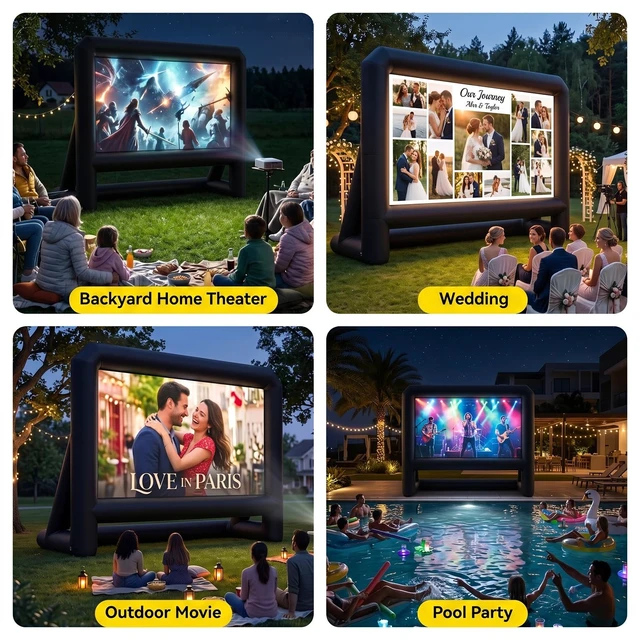 Alt view image 5 of 5 - 16FT Projector Screen Outdoor, Inflatable Movie Screen with 110v Air Blower