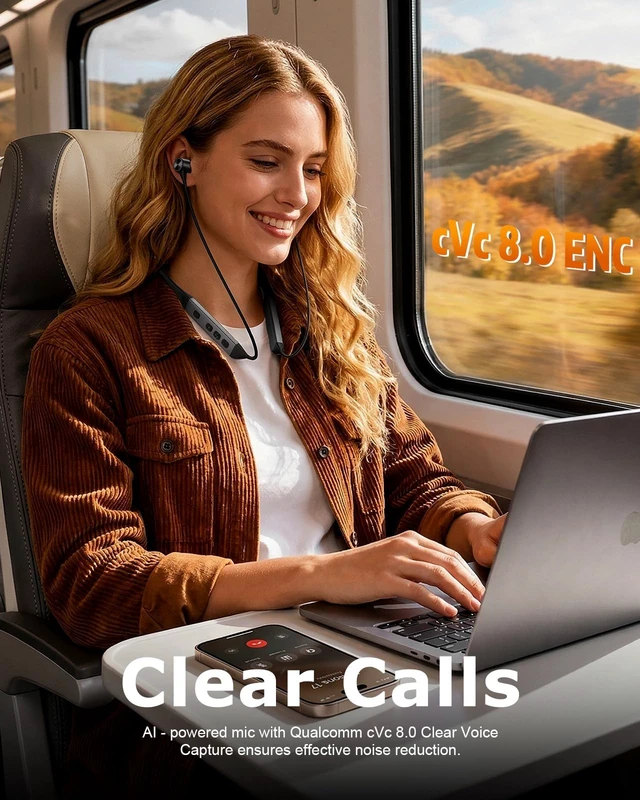 Alt view image 3 of 5 - Neckband Bluetooth Headphones with Qualcomm aptX-HD, 70H Wireless Earbuds