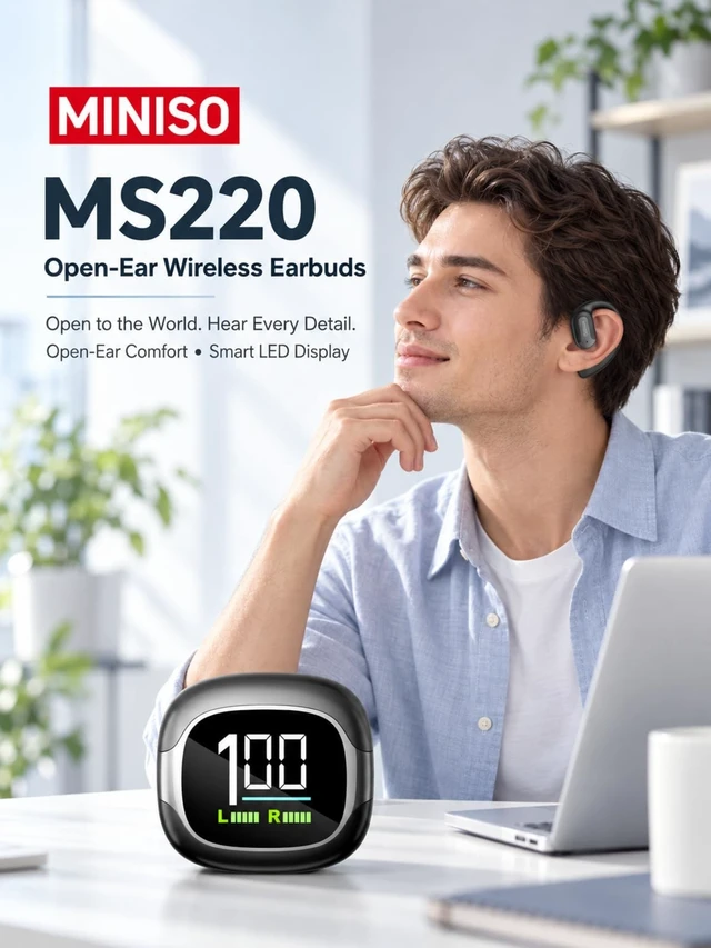 Alt view image 2 of 5 - MINISO MS220 Open Ear Earhook Wireless Earbuds with ANC Noise Cancellation