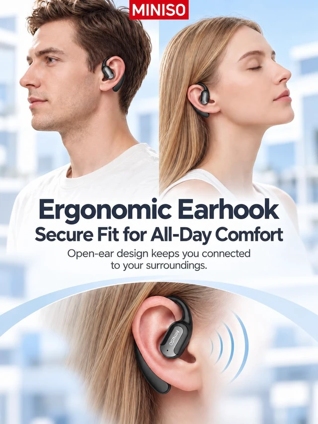 Alt view image 4 of 5 - MINISO MS220 Open Ear Earhook Wireless Earbuds with ANC Noise Cancellation