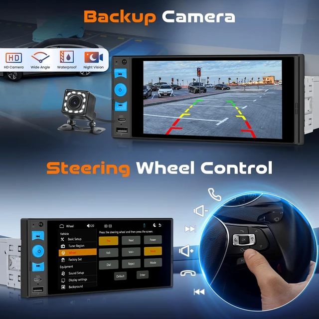 Alt view image 5 of 5 - Driauto Single Din Touchscreen Stereo with Wireless Carplay Android Auto